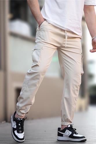 Madmext Ekru Dar Paça Kargo Cep Erkek Pantolon 5447