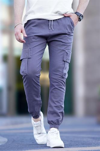 Madmext Gri Dar Paça Kargo Cep Erkek Pantolon 5647