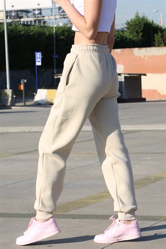 Beige Oversize Raised Sweatpants MG1568