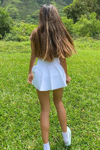 Kadın Beyaz Basic Kısa Pileli Tenis Etek MG1457