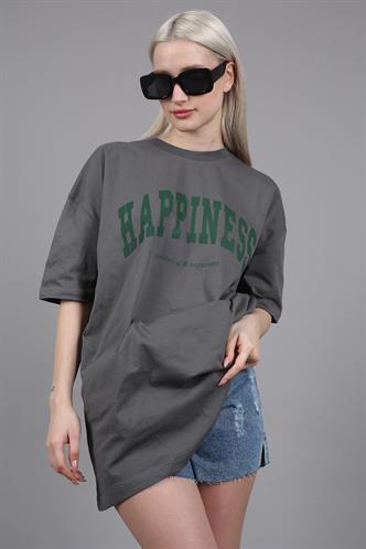 Kadın Füme Baskılı Oversize T-shirt MG1230