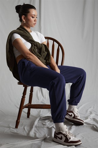 Women Navy Blue Oversize Sweatpants MG1235