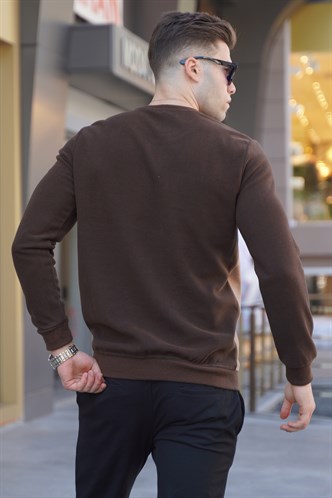 Brown Designed Knitwear Sweater 5964