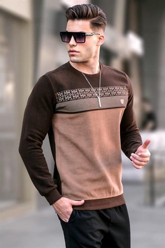 Brown Designed Knitwear Sweater 5964