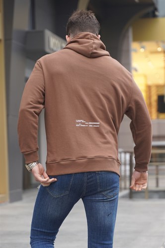 Kahverengi Kapüşonlu Erkek Sweatshirt 6038