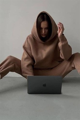 Brown Oversize Hoodie Tracksuit MG1609