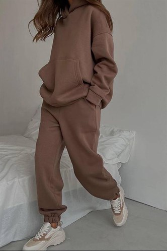 Brown Oversize Hoodie Tracksuit MG1609