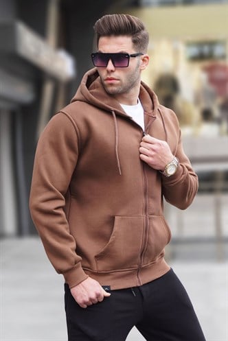 Kahverengi Kapüşonlu Regular Fit Erkek Sweatshirt 6033