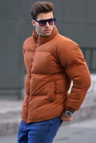Kahverengi Nubuk Erkek Şişme Mont 6802