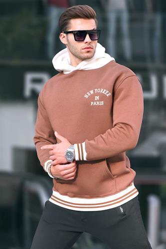 Kahverengi Oversize Kapüşonlu Sweatshirt 6139