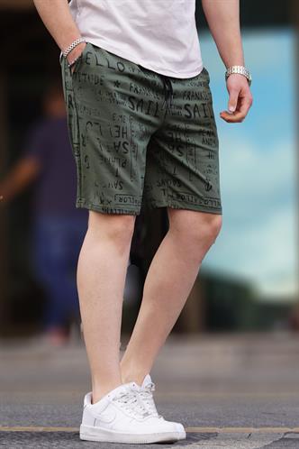 Madmext Men Printed Khaki Capri Shorts 2408