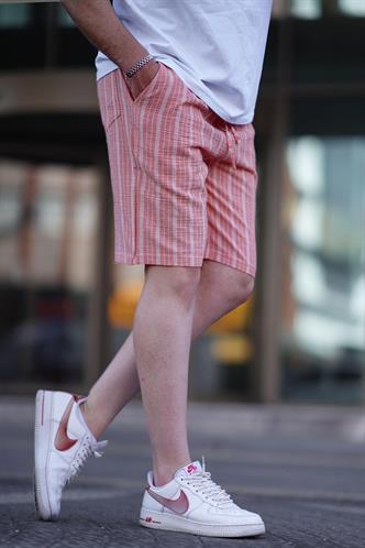 Turuncu Rahat Kesim Erkek Keten Kapri Şort 6543