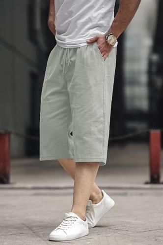 Çağla Yeşili Erkek Keten Kapri Şort 6538