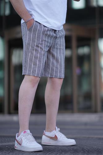 Siyah Rahat Kesim Erkek Keten Kapri Şort 6543