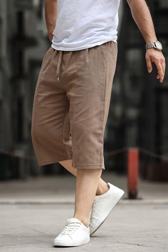 Kahverengi Erkek Keten Kapri Şort 6538