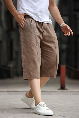 Kahverengi Erkek Keten Kapri Şort 6538