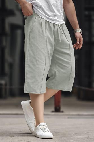 Çağla Yeşili Erkek Keten Kapri Şort 6538