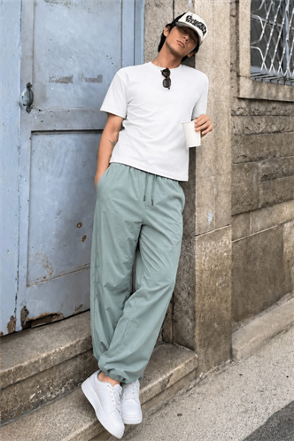 Mint Yeşili Regular Fit Erkek Paraşüt Pantolon 6504