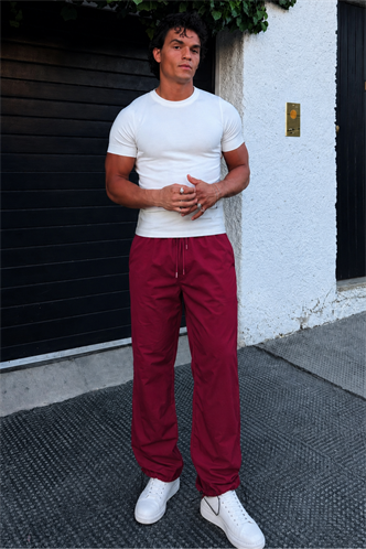 Bordo Regular Fit Erkek Paraşüt Pantolon 6504