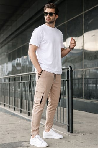Bej Kargo Cep Jogger Pantolon 5791