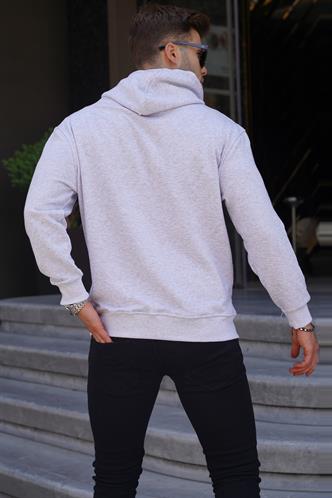 Karmelanj Kapüşonlu Nakışlı Erkek Sweatshirt 6145