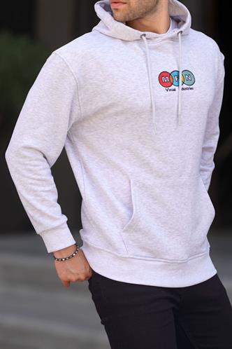 Karmelanj Kapüşonlu Nakışlı Erkek Sweatshirt 6145