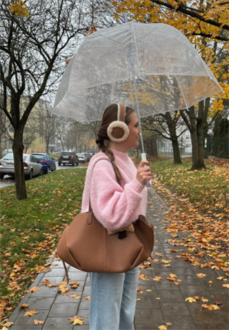 Pembe Oversize Kadın Triko Kazak MG2263