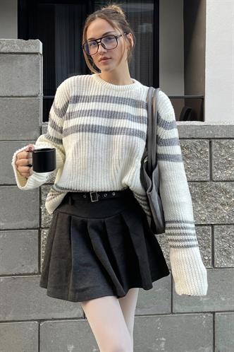 White Striped Knitwear Sweater MG1585