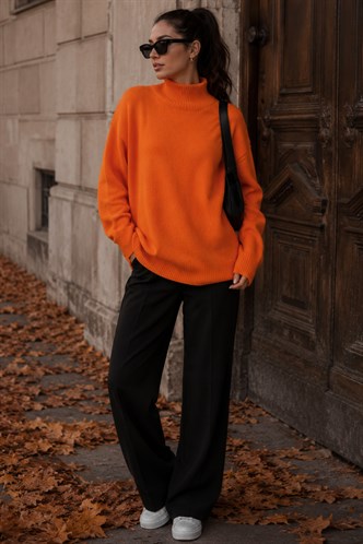 Mad Girls Turtleneck Orange Sweater MG1252