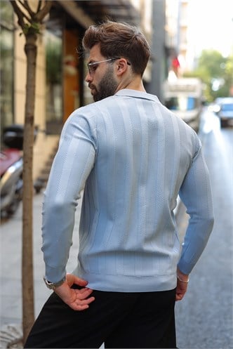 Bebe Mavisi Regular Fit Polo Yaka Triko Erkek Kazak E7509