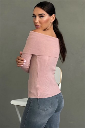 Pudra Madonna Yaka Uzun Kollu Triko Kazak MG2184