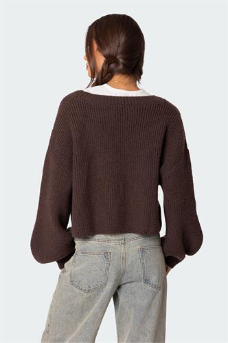 Acı Kahve Düğmeli Triko Kazak Hırka MG1990