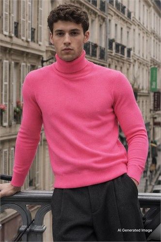 Madmext Men Turtleneck Magenta Sweater 4656