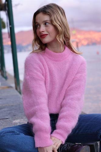 Pembe Oversize Kadın Triko Kazak MG2263