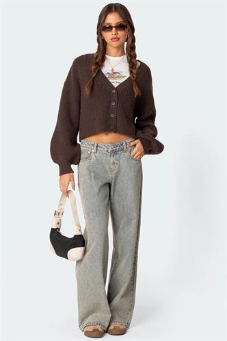 Acı Kahve Düğmeli Triko Kazak Hırka MG1990