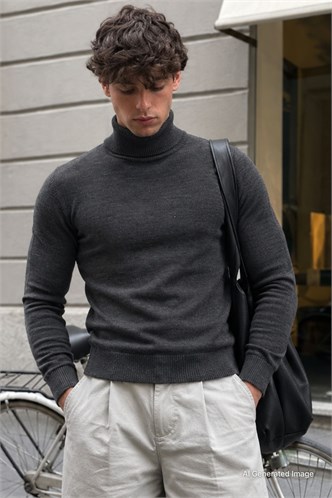 Madmext Anthracite Jumper with Roll Neck 4656