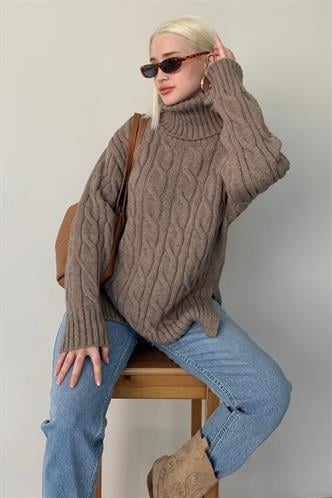 Vizon Boğazlı Triko Kazak MG2376