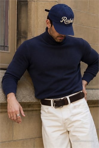 Madmext Black Jumper with Roll Neck 4656