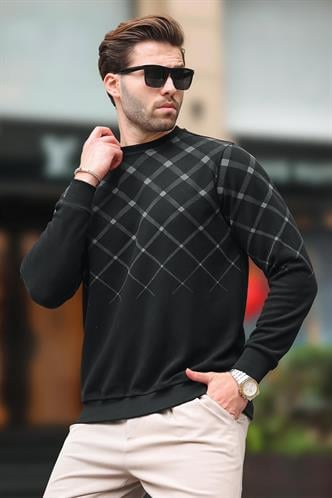 Black Designed Knitwear Sweater 6019