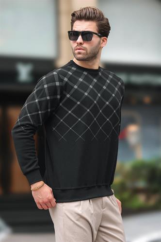 Black Designed Knitwear Sweater 6019