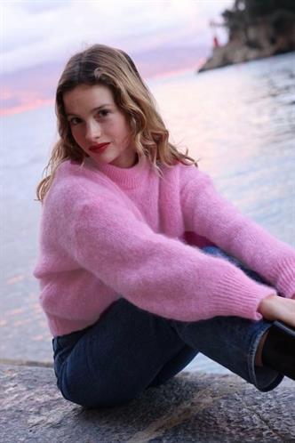 Pembe Oversize Kadın Triko Kazak MG2263