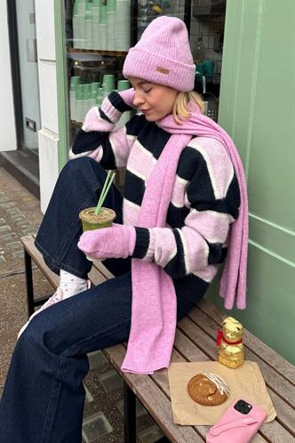 Lacivert/Pembe Bisiklet Yaka Oversize Triko Kazak MG1972