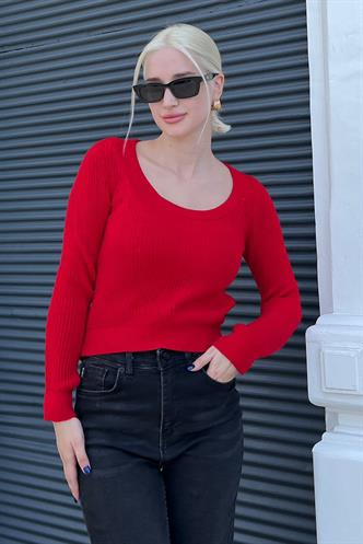 Beyaz Bisiklet Yaka Basic Örme Kazak MG2189