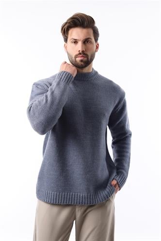 İndigo  Bisiklet Yaka Overfit Erkek Triko Kazak E7402