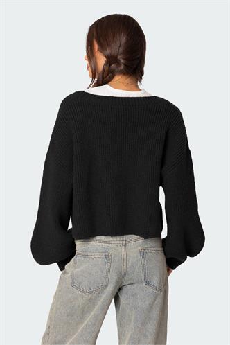 Siyah Düğmeli Triko Kazak Hırka MG1990