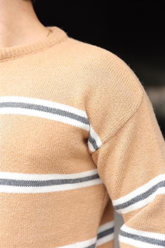 Camel Çizgili Triko Erkek Kazak E7457