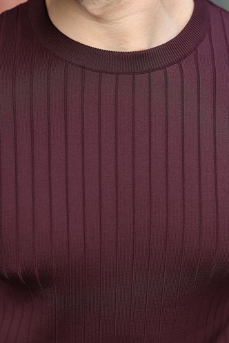 Mürdüm Bisiklet Yaka Çizgili Uzun Kollu  Kazak E7273