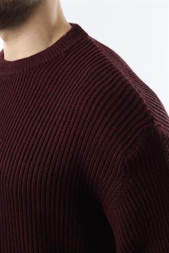 Bordo Bisiklet Yaka Triko Erkek Kazak E7410