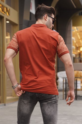 Kiremit Desenli Polo Yaka Erkek Tişört 6082
