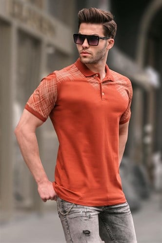 Kiremit Desenli Polo Yaka Erkek Tişört 6082